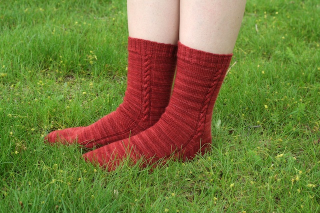 These were my first cables, and considering I designed the socks myself, I'd say they worked out pretty well. They are probably my most-worn pair, and I love everything about them.