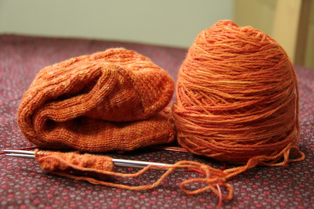 Indigodragonfly Bleats, Shoots & Leaves in Baldersquash (everything about this yarn is amazing, including the name.)