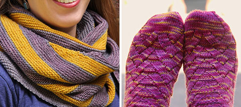 Happy Street shawl, Monkey socks