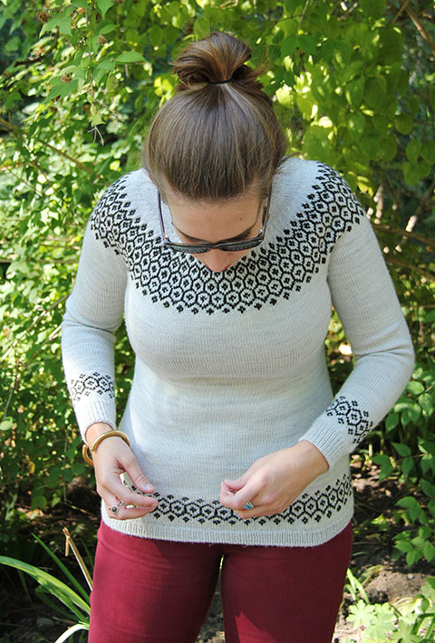 Even a freshly-blocked sweater manages to collect cat hair around here. Thanks for that, Ganymede.