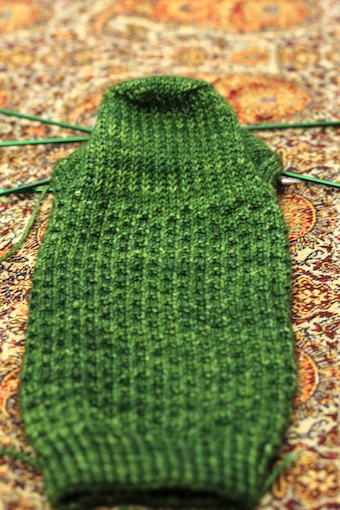 I really dug into the archives for this one! Behold a slip-stitch heel in al its glory.